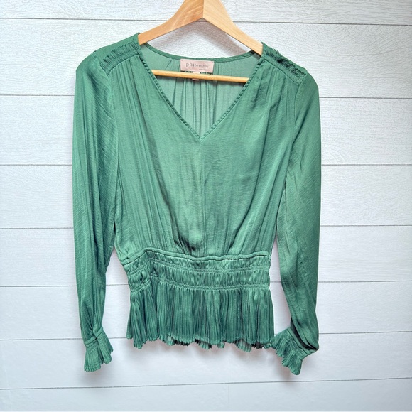 Philosophy | Forest Green Pleated Blouse | Soft Dramatic | Medium - Picture 7 of 14
